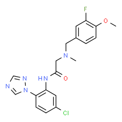 ChemSpider 2D Image | N-[5-Chloro-2-(1H-1,2,4-triazol-1-yl)phenyl]-N~2~-(3-fluoro-4-methoxybenzyl)-N~2~-methylglycinamide | C19H19ClFN5O2