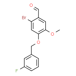 ChemSpider 2D Image | 2-Bromo-4-[(3-fluorobenzyl)oxy]-5-methoxybenzaldehyde | C15H12BrFO3