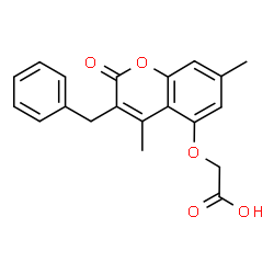ChemSpider 2D Image | [(3-Benzyl-4,7-dimethyl-2-oxo-2H-chromen-5-yl)oxy]acetic acid | C20H18O5