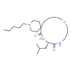 ChemSpider 2D Image | (9S)-9-Isobutyl-3-pentyl-15-oxa-3,8,11-triazaspiro[5.13]nonadecane-7,10-dione | C24H45N3O3