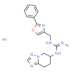 ChemSpider 2D Image | 2-Methyl-1-[(2-phenyl-1,3-oxazol-4-yl)methyl]-3-(5,6,7,8-tetrahydro[1,2,4]triazolo[1,5-a]pyridin-6-yl)guanidine hydroiodide (1:1) | C18H22IN7O