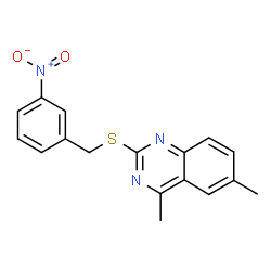 ChemSpider 2D Image | 4,6-Dimethyl-2-[(3-nitrobenzyl)sulfanyl]quinazoline | C17H15N3O2S