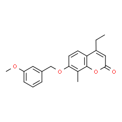 ChemSpider 2D Image | 4-Ethyl-7-[(3-methoxybenzyl)oxy]-8-methyl-2H-chromen-2-one | C20H20O4