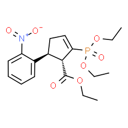 ChemSpider 2D Image | Ethyl (1S,5S)-2-(diethoxyphosphoryl)-5-(2-nitrophenyl)-2-cyclopentene-1-carboxylate | C18H24NO7P