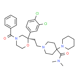 ChemSpider 2D Image | 1'-{2-[(2R)-4-Benzoyl-2-(3,4-dichlorophenyl)-2-morpholinyl]ethyl}-N,N-dimethyl-1,4'-bipiperidine-4'-carboxamide | C32H42Cl2N4O3