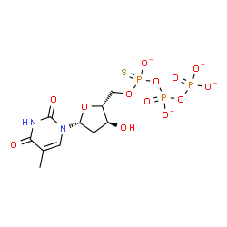 ChemSpider 2D Image | 5'-O-(Oxido{[(phosphonatooxy)phosphinato]oxy}phosphorothioyl)thymidine | C10H13N2O13P3S