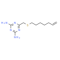 ChemSpider 2D Image | 6-[(6-Hepten-1-ylsulfanyl)methyl]-1,3,5-triazine-2,4-diamine | C11H19N5S