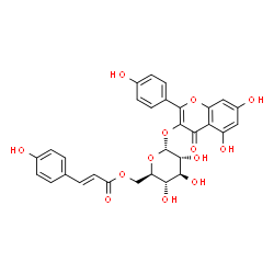 ChemSpider 2D Image | 5,7-Dihydroxy-2-(4-hydroxyphenyl)-4-oxo-4H-chromen-3-yl 6-O-[(2E)-3-(4-hydroxyphenyl)-2-propenoyl]-alpha-D-glucopyranoside | C30H26O13
