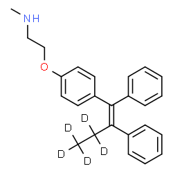 ChemSpider 2D Image | 2-{4-[(1E)-1,2-Diphenyl(~2~H_5_)-1-buten-1-yl]phenoxy}-N-methylethanamine | C25H22D5NO