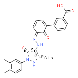 ChemSpider 2D Image | 3-[(5Z)-5-{[2-(3,4-Dimethylphenyl)-5-(~13~C)methyl-3-oxo(~13~C_3_)-2,3-dihydro-1H-pyrazol-4-yl]hydrazono}-6-oxo-1,3-cyclohexadien-1-yl]benzoic acid | C2113C4H22N4O4