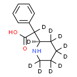 ChemSpider 2D Image | Phenyl[(2R)-(2,3,3,4,4,5,5,6,6-~2~H_9_)-2-piperidinyl](~2~H)acetic acid | C13H7D10NO2