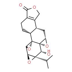 ChemSpider 2D Image | (3bS,4aS,5aS,6R,6aR,7aS,7bR,8aS,8bS)-6-Hydroxy-6a-isopropyl-8b-methyl-3b,4,4a,6,6a,7a,7b,8b,9,10-decahydrotrisoxireno[6,7:8a,9:4b,5]phenanthro[1,2-c]furan-1(3H)-one | C20H24O6
