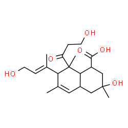ChemSpider 2D Image | 3-Hydroxy-7-[(2E)-4-hydroxy-2-buten-2-yl]-8-(3-hydroxypropanoyl)-3,6,8-trimethyl-1,2,3,4,4a,7,8,8a-octahydro-1-naphthalenecarboxylic acid | C21H32O6