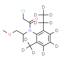 ChemSpider 2D Image | 2-Chloro-N-[2-(~2~H_5_)ethyl-6-(~2~H_3_)methyl(~2~H_3_)phenyl]-N-(1-methoxy-2-propanyl)acetamide | C15H11D11ClNO2