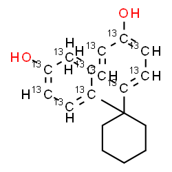 ChemSpider 2D Image | 4,4'-(1,1-Cyclohexanediyl)di(~13~C_6_)phenol | C613C12H20O2