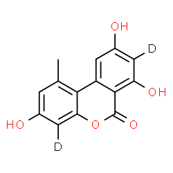 ChemSpider 2D Image | 3,7,9-Trihydroxy-1-methyl(4,8-~2~H_2_)-6H-benzo[c]chromen-6-one | C14H8D2O5