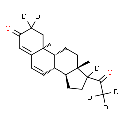 ChemSpider 2D Image | (9beta,10alpha,17xi)-(2,2,17,21,21,21-~2~H_6_)Pregna-4,6-diene-3,20-dione | C21H22D6O2
