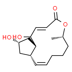 ChemSpider 2D Image | (2E,6S,10Z,11aS,13S,14aS)-1,13-Dihydroxy-6-methyl-1,6,7,8,9,11a,12,13,14,14a-decahydro-4H-cyclopenta[f]oxacyclotridecin-4-one | C16H24O4