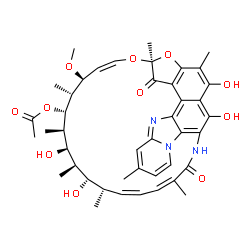 ChemSpider 2D Image | (7S,9E,11S,12R,13S,14R,15R,16R,17S,18S,19Z,21E)-2,15,17,36-Tetrahydroxy-11-methoxy-3,7,12,14,16,18,22,30-octamethyl-6,23-dioxo-8,37-dioxa-24,27,33-triazahexacyclo[23.10.1.1~4,7~.0~5,35~.0~26,34~.0~27,
32~]heptatriaconta-1(36),2,4,9,19,21,25,28,30,32,34-undecaen-13-yl acetate | C43H51N3O11
