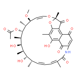 ChemSpider 2D Image | (7S,9E,11S,12R,13S,14R,15R,16R,17S,18S,19Z,21E)-2,15,17-Trihydroxy-11-methoxy-3,7,12,14,16,18,22-heptamethyl-6,23,27,29-tetraoxo-8,30-dioxa-24-azatetracyclo[23.3.1.1~4,7~.0~5,28~]triaconta-1(28),2,4,9
,19,21,25-heptaen-13-yl acetate | C37H45NO12
