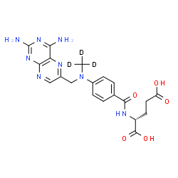 ChemSpider 2D Image | N-(4-{[(2,4-Diamino-6-pteridinyl)methyl][(~2~H_3_)methyl]amino}benzoyl)-D-glutamic acid | C20H19D3N8O5