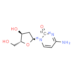 ChemSpider 2D Image | 2'-Deoxy(2-~13~C,N~2~,1'-~15~N_2_)cytidine | C813CH13N15N2O4