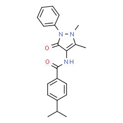 ChemSpider 2D Image | N-(1,5-Dimethyl-3-oxo-2-phenyl-2,3-dihydro-1H-pyrazol-4-yl)-4-isopropylbenzamide | C21H23N3O2