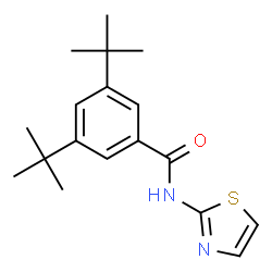 ChemSpider 2D Image | 3,5-Di-tert-butyl-N-(1,3-thiazol-2-yl)benzamide | C18H24N2OS