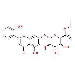 ChemSpider 2D Image | Ethyl 5-hydroxy-2-(2-hydroxyphenyl)-4-oxo-4H-chromen-7-yl beta-D-glucopyranosiduronate | C23H22O11