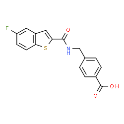 ChemSpider 2D Image | 4-({[(5-Fluoro-1-benzothiophen-2-yl)carbonyl]amino}methyl)benzoic acid | C17H12FNO3S