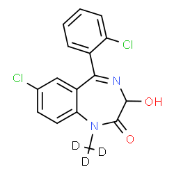 ChemSpider 2D Image | 7-Chloro-5-(2-chlorophenyl)-3-hydroxy-1-(~2~H_3_)methyl-1,3-dihydro-2H-1,4-benzodiazepin-2-one | C16H9D3Cl2N2O2