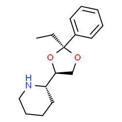 ChemSpider 2D Image | (2S)-2-[(2S,4R)-2-Ethyl-2-phenyl-1,3-dioxolan-4-yl]piperidine | C16H23NO2