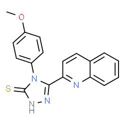 ChemSpider 2D Image | 4H-1,2,4-Triazole-3-thiol, 4-(4-methoxyphenyl)-5-(2-quinolinyl)- | C18H14N4OS