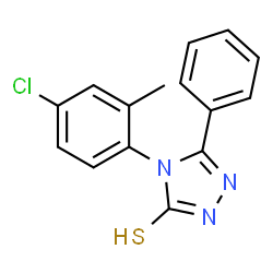 ChemSpider 2D Image | 4H-1,2,4-triazole-3-thiol, 4-(4-chloro-2-methylphenyl)-5-phenyl- | C15H12ClN3S