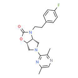 ChemSpider 2D Image | (3aR,6aS)-5-(3,6-Dimethyl-2-pyrazinyl)-3-[2-(4-fluorophenyl)ethyl]hexahydro-2H-pyrrolo[3,4-d][1,3]oxazol-2-one | C19H21FN4O2