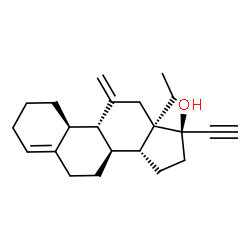 ChemSpider 2D Image | (8R,9R,10S,13R,14R,17R)-13-Ethyl-17-ethynyl-11-methylene-2,3,6,7,8,9,10,11,12,13,14,15,16,17-tetradecahydro-1H-cyclopenta[a]phenanthren-17-ol (non-preferred name) | C22H30O