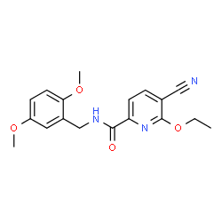 ChemSpider 2D Image | 5-Cyano-N-(2,5-dimethoxybenzyl)-6-ethoxy-2-pyridinecarboxamide | C18H19N3O4