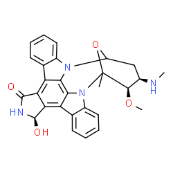 ChemSpider 2D Image | (3R,4R,18R)-18-Hydroxy-3-methoxy-2-methyl-4-(methylamino)-29-oxa-1,7,17-triazaoctacyclo[12.12.2.1~2,6~.0~7,28~.0~8,13~.0~15,19~.0~20,27~.0~21,26~]nonacosa-8,10,12,14,19,21,23,25,27-nonaen-16-one | C28H26N4O4