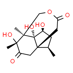 ChemSpider 2D Image | (1R,2R,4R,5R,6S,13R)-4,5,13-Trihydroxy-2,6,13-trimethyl-8-oxatricyclo[4.4.3.0~1,5~]tridecane-9,12-dione | C15H22O6