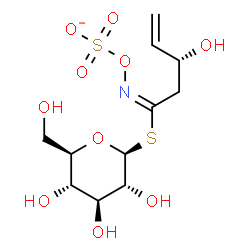 ChemSpider 2D Image | 1-S-[(1E,3R)-3-Hydroxy-N-(sulfonatooxy)-4-pentenimidoyl]-1-thio-beta-D-glucopyranose | C11H18NO10S2