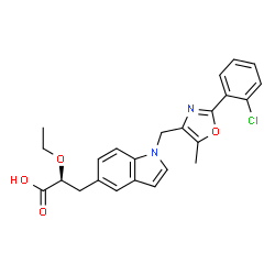 ChemSpider 2D Image | (2S)-3-(1-{[2-(2-Chlorophenyl)-5-methyl-1,3-oxazol-4-yl]methyl}-1H-indol-5-yl)-2-ethoxypropanoic acid | C24H23ClN2O4