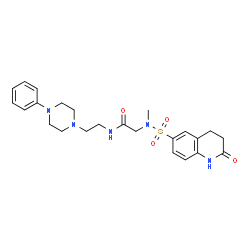 ChemSpider 2D Image | N~2~-Methyl-N~2~-[(2-oxo-1,2,3,4-tetrahydro-6-quinolinyl)sulfonyl]-N-[2-(4-phenyl-1-piperazinyl)ethyl]glycinamide | C24H31N5O4S