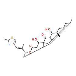 ChemSpider 2D Image | (4R,7S,8R,9R,16R)-4,8-Dihydroxy-5,5,7,9,13-pentamethyl-16-[(1E)-1-(2-methyl-1,3-thiazol-4-yl)-1-propen-2-yl]oxacyclohexadec-13-ene-2,6-dione | C27H41NO5S