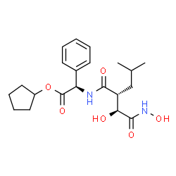 ChemSpider 2D Image | Cyclopentyl (2R)-({(2R)-2-[(1S)-1-hydroxy-2-(hydroxyamino)-2-oxoethyl]-4-methylpentanoyl}amino)(phenyl)acetate | C21H30N2O6