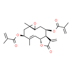 ChemSpider 2D Image | (1aR,3S,5aR,8aR,9R)-4,10a-Dimethyl-8-methylene-7-oxo-1a,2,3,5a,7,8,8a,9,10,10a-decahydrooxireno[5,6]cyclodeca[1,2-b]furan-3,9-diyl bis(2-methylacrylate) | C23H28O7
