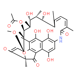 ChemSpider 2D Image | (7S,9E,11S,12R,13S,14R,15R,16R,17S,21Z)-2,15,17,27,29-Pentahydroxy-11-methoxy-3,7,12,14,16,18,22-heptamethyl-6,23-dioxo-8,30-dioxa-24-azatetracyclo[23.3.1.1~4,7~.0~5,28~]triaconta-1(28),2,4,9,19,21,25
(29),26-octaen-13-yl acetate | C37H47NO12