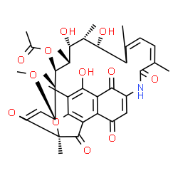 ChemSpider 2D Image | (7S,9E,11S,12R,13S,14R,15R,16R,17S,21Z)-2,15,17-Trihydroxy-11-methoxy-3,7,12,14,16,18,22-heptamethyl-6,23,27,29-tetraoxo-8,30-dioxa-24-azatetracyclo[23.3.1.1~4,7~.0~5,28~]triaconta-1(28),2,4,9,19,21,2
5-heptaen-13-yl acetate | C37H45NO12