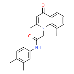 ChemSpider 2D Image | 2-(2,8-Dimethyl-4-oxo-1(4H)-quinolinyl)-N-(3,4-dimethylphenyl)acetamide | C21H22N2O2
