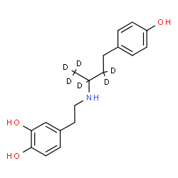 ChemSpider 2D Image | 4-(2-{[4-(4-Hydroxyphenyl)(1,1,1,2,3,3-~2~H_6_)-2-butanyl]amino}ethyl)-1,2-benzenediol | C18H17D6NO3