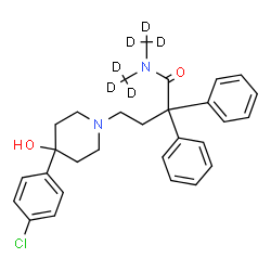 ChemSpider 2D Image | 4-[4-(4-Chlorophenyl)-4-hydroxy-1-piperidinyl]-N,N-bis[(~2~H_3_)methyl]-2,2-diphenylbutanamide | C29H27D6ClN2O2
